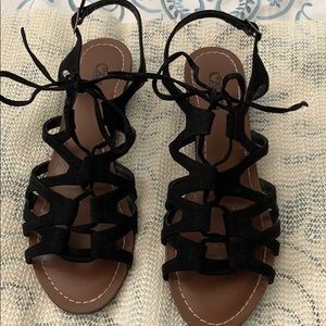 Carlos Black Suede sandals Size 8